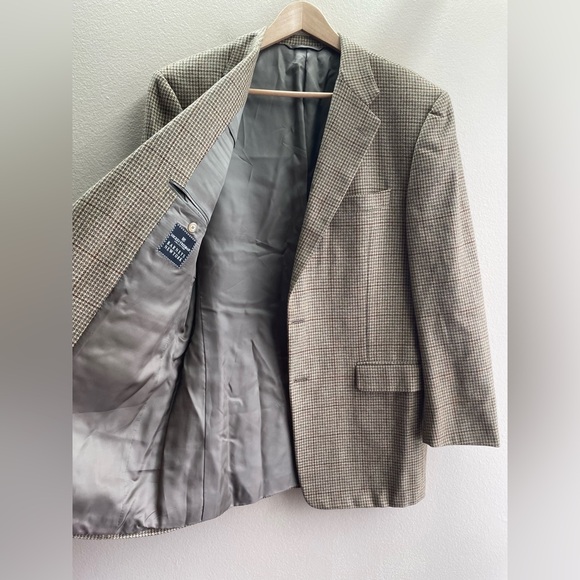 Barneys New York Hickey Freeman Wool Cashmere Suit Jacket Brown Men Size 42 - Picture 7 of 11